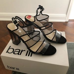 NIB Bar lll black vinyl sandals/heels sz.6